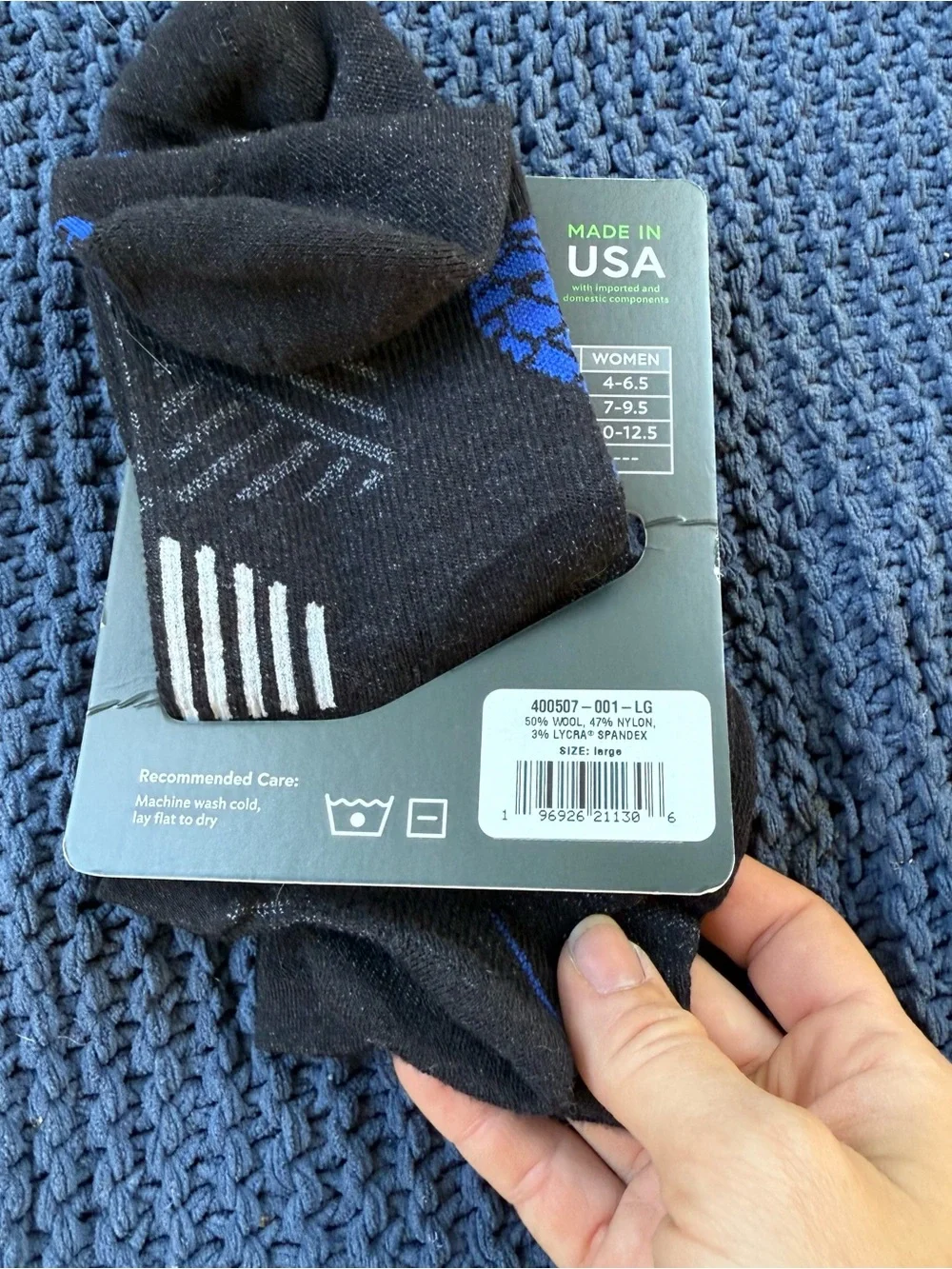 Stio Performance Light Cushion Ankle Socks Black Size L Unisex Wool Blend Hiking